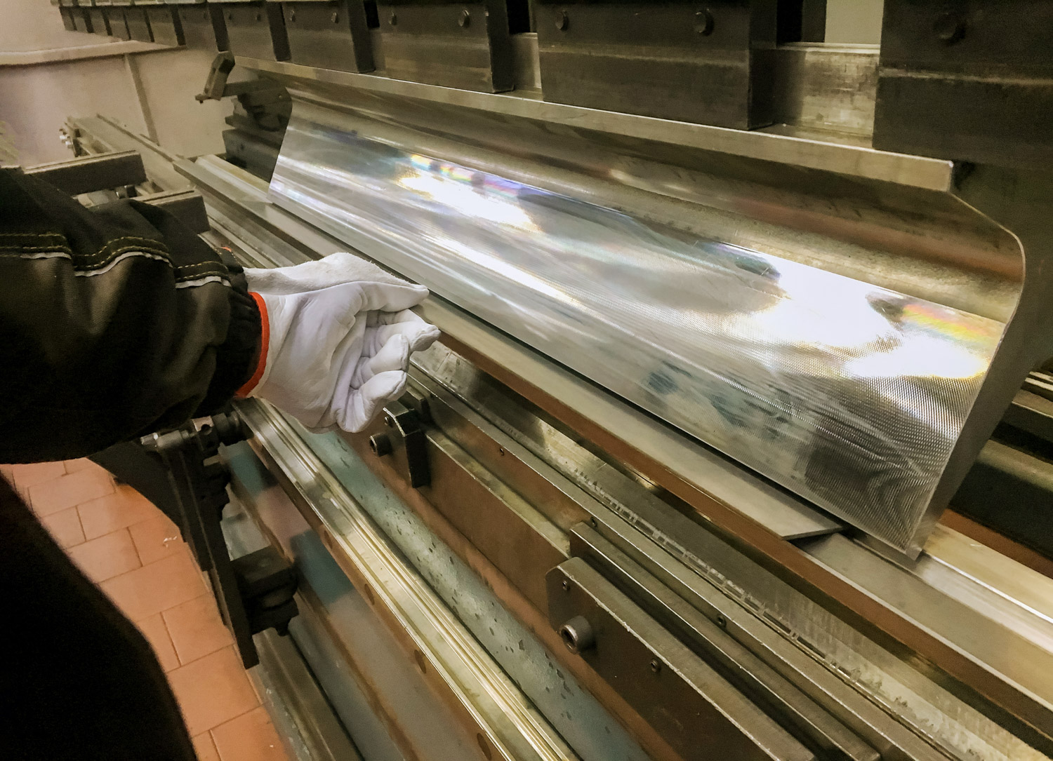 Sheet industrial metal bending in factory